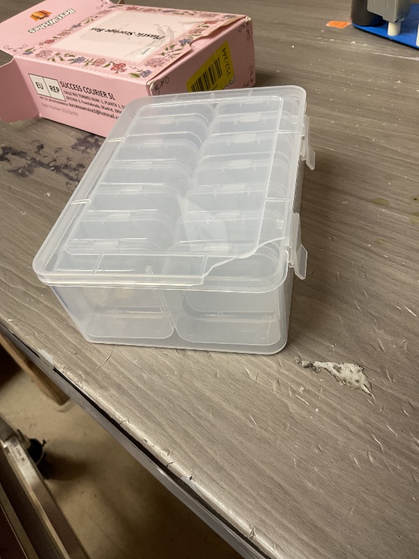 Photo 1 of Mathtoxyz Small Bead Organizers, 15 Pieces Plastic Storage Cases Mini Clear Bead Storage Containers Transparent Boxes with Hinged Lid and Rectangle Clear Craft Supply Case