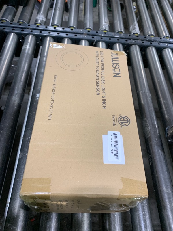 Photo 1 of JULLISON 6 Inch LED Low Profile Disk Light with Dust to Dawn Sensor, 120VAC, 15W, 5CCT Color Changing, 1000LM, Non-Dimmable, ETL, Shower Rated Screw in Photocell Ceiling Light, White/8 Packs