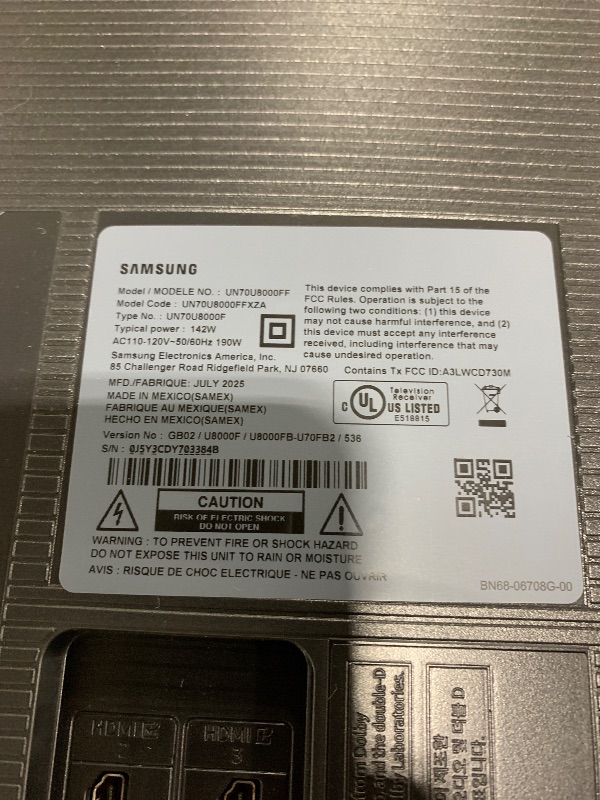 Photo 1 of Samsung 70-Inch Class Crystal UHD U8000F 4K Smart TV (2025 Model) Endless Free Content, Crystal Processor 4K, MetalStream Design, Knox Security, Alexa Built-in
parts only