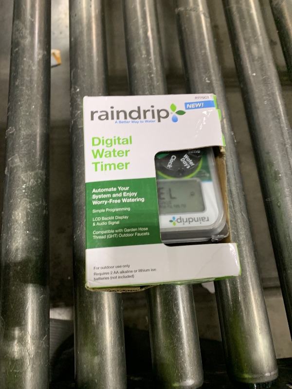 Photo 1 of Raindrip Digital Hose-End Automatic Water Timer, Connects to Garden Faucets and Hose Bibbs, with Back-Lit LCD Screen for Drip Irrigation, Garden, Self-Watering, Grey