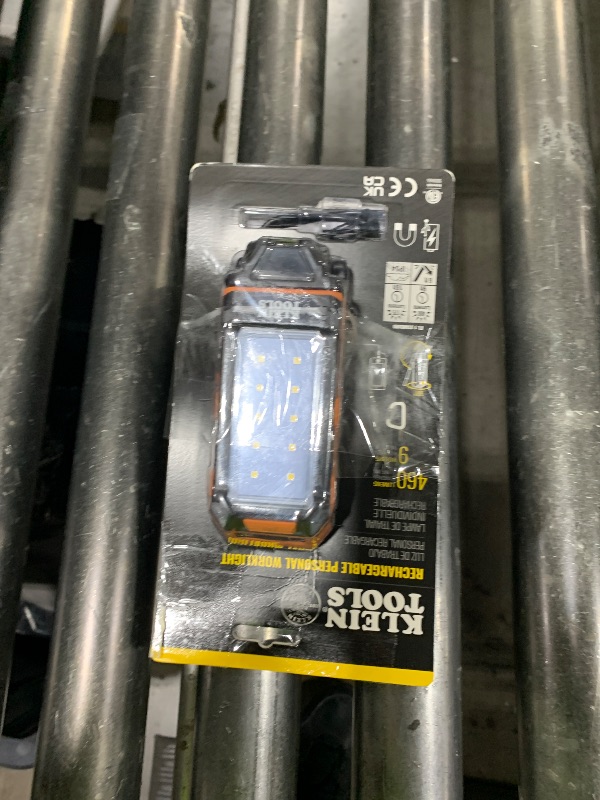 Photo 1 of Klein Tools 56403 LED Light, Rechargeable Flashlight / Worklight with Kickstand, Magnetic Mount, and Carabiner, Charges Small Electronics, for Work, Camping