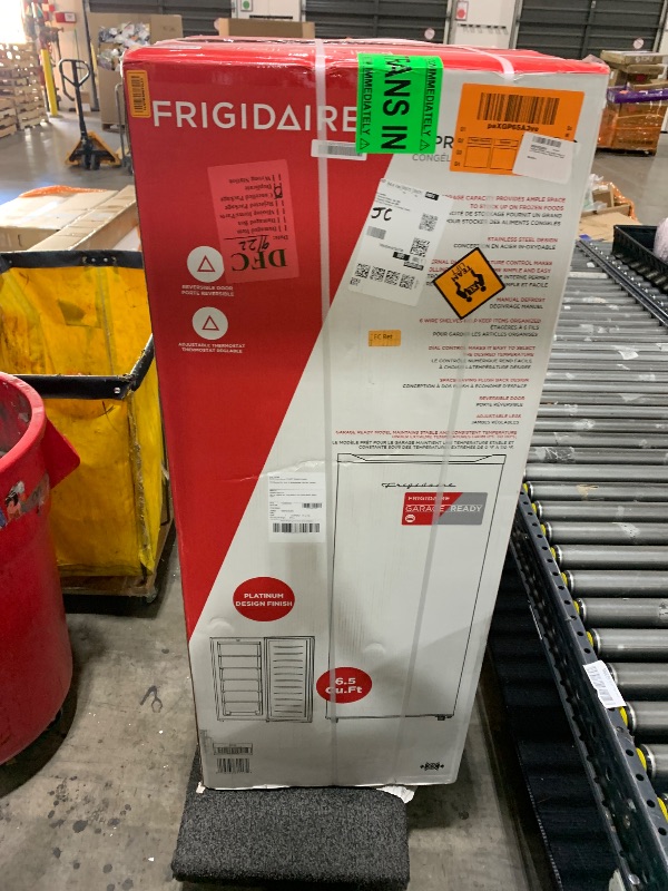 Photo 1 of Frigidaire Upright Freezer, 6.5 cu. ft., Deep Freeze, Vinyl Coated Metal with Wire Shelving, Compact for Kitchen, RV, Dorm, Cabin, and Trailer, Platinum Design Series, Silver - 21D x 23W x 56H