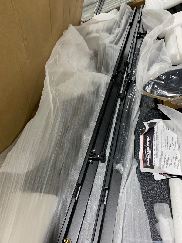 Photo 1 of Rough Country Hard Tri-Fold Flip Up Truck Bed Tonneau Cover for Toyota Tundra (2007-2021) - Fits 5'7 Bed, All-Weather, Flush Aluminum Panels