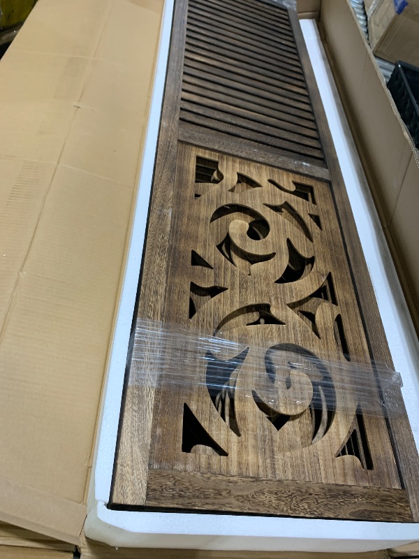 Photo 1 of Osparple Room Divider 8 Panel Partition Room Dividers 6FT Folding Privacy Screens with Carved Cutout Design for Office and Apartment, Rustic Brown