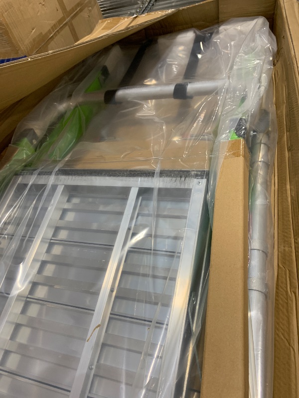 Photo 1 of Little Giant Ladders Little Giant Ladder Systems Safety Cage 2.0, M4, 4ft Enclosed Platform, Ladder with Adjustable Outriggers, Fiberglass, Type 1AA, 375 lbs Weight Rating, (19704-146), Hi-viz Green