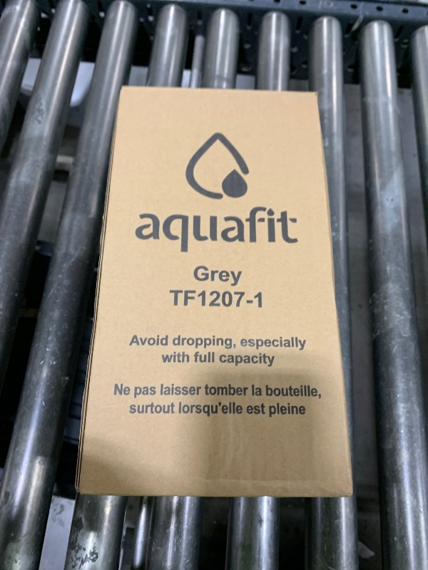 Photo 1 of AQUAFIT 1 Gallon Water Bottle with Time Marker - Straw & Chug Lid - BPA Free Gym Water Bottle with Straw - Big Gallon Jug (Gray, 128 oz - 2 Lids)