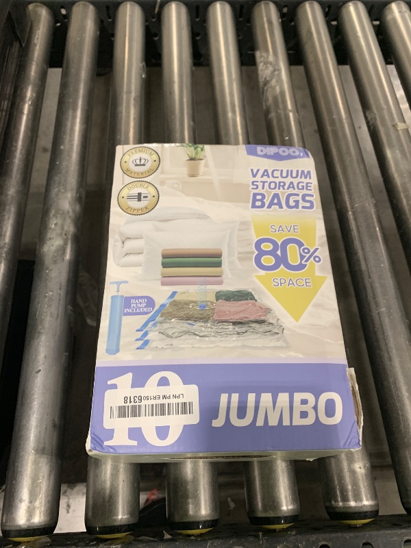 Photo 1 of 10 Pack Jumbo Vacuum Storage Bags with Hand Pump, 80% Storage Space Saving, Sturdy Leak-Free Space Saver Vacuum Seal Bags for Clothing, Vacuum Compression Bags for Travel Lugggage Blankets Comforters