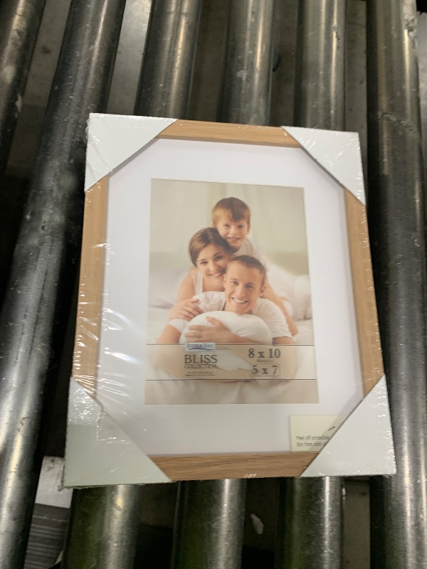 Photo 1 of Icona Bay - 8x10 Light Oak Picture Frame with Removable Mat for 5x7 Photo - Modern Style Engineered Wood Frame - Table Top or Wall Mount - Bliss Collection