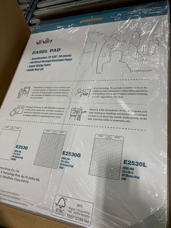 Photo 1 of ViVin Grid Sticky Easel Pad, 25 x 30 Inches Flip Chart Paper for Teachers and Students, Large Self Stick Easel Paper for School & Office, 30 Sheets/Pad, 10 Pads/Pack
