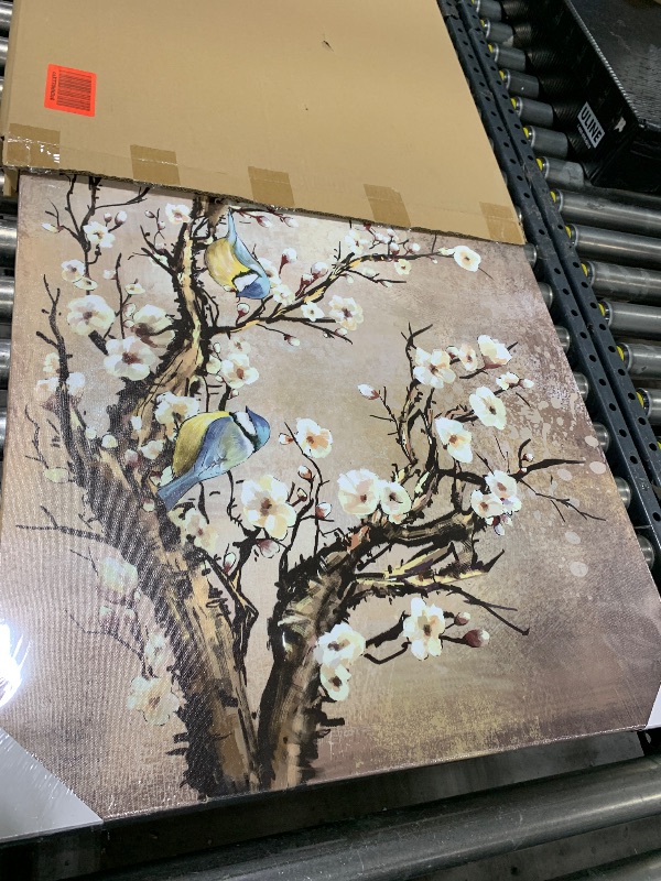 Photo 1 of  sechars Plum Blossom Wall Art Flower Canvas Traditional Chinese Floral Painting Print Framed Vintage Home Living Room Bedroom Decor 24x48inch 