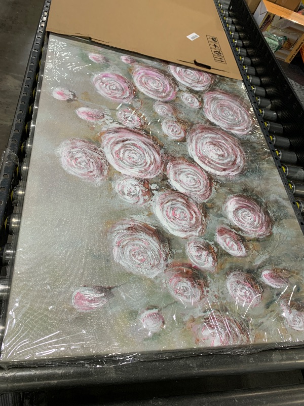 Photo 1 of  Arjun Pink Rose Canvas Wall Art for Bedroom Flower Large Floral Wall Art Living Room Painting Textured Artwork Modern Picture Home Office Dining Room Wall Decor, Extra Large 58"x29" 