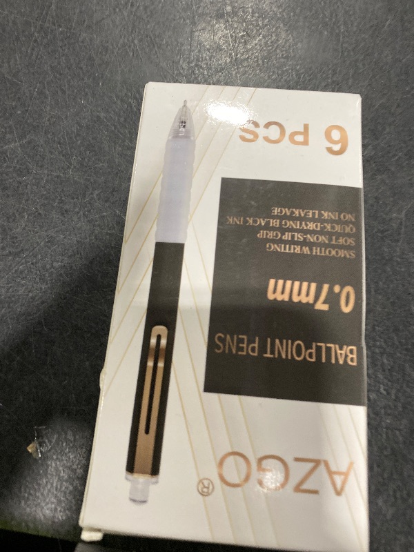 Photo 1 of AZGO Ballpoint Pens Black Retractable Ink Writing Pen Office 0.7mm Ball Point Pen for Journaling (Gold 6-count)