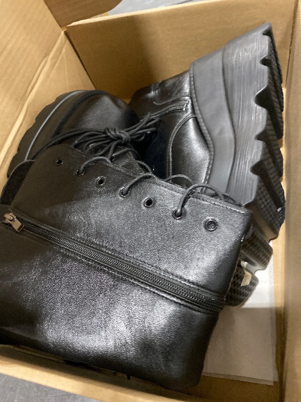 Photo 1 of Womens High Platform Mid Calf Wedges Chunky High Heel Round-Toe Side Zip Fanshion Combat Boots For Women7