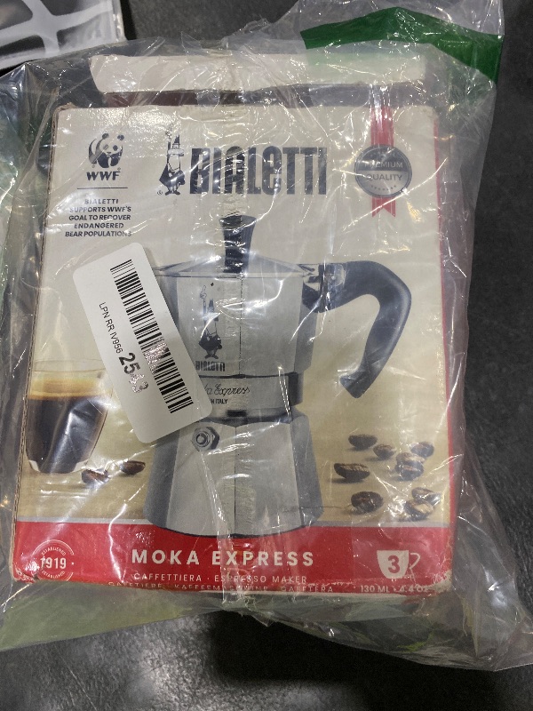 Photo 1 of Bialetti Moka Express Iconic Italian Stovetop Espresso Maker (Silver, 3 Cups)