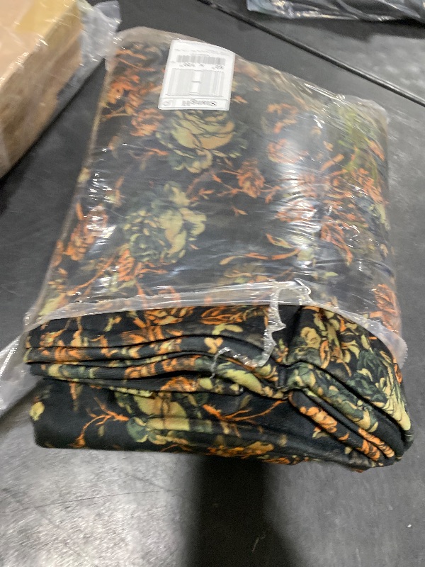 Photo 1 of StangH Velvet Curtains 120 inches Long, Luxury Black Floral Print Vintage Home Decor Soft Heavy Privacy Thermal Insulated Drapes for Living Room Hall Villa, W52 x L120, 2 Panels