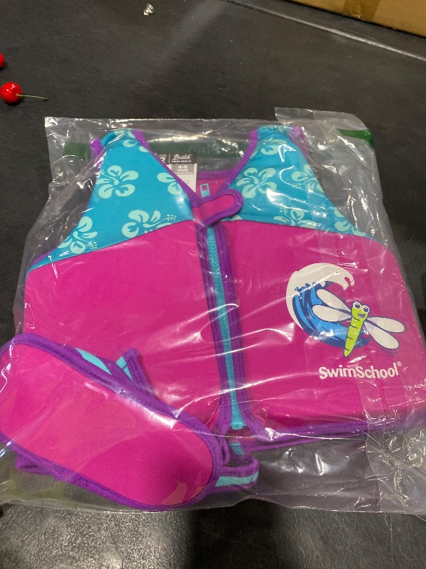 Photo 1 of SwimSchool Swim Trainer Vest – Medium/Large Max 50 Pounds – Kids Swim Vest with Padded Shoulders –Comfortable Flex-Form-Fit Design with Adjustable Safety Strap – Pink/Aqua