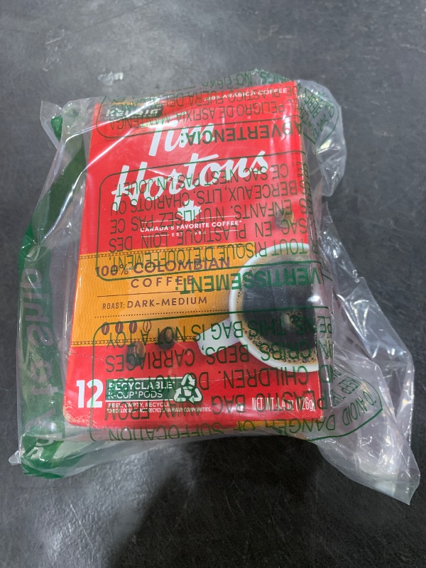Photo 1 of Tim Hortons 100% Colombian, Medium Dark Roast Coffee, Single-Serve K-Cup Pods Compatible with Keurig Brewers, 12ct K-Cups, Red