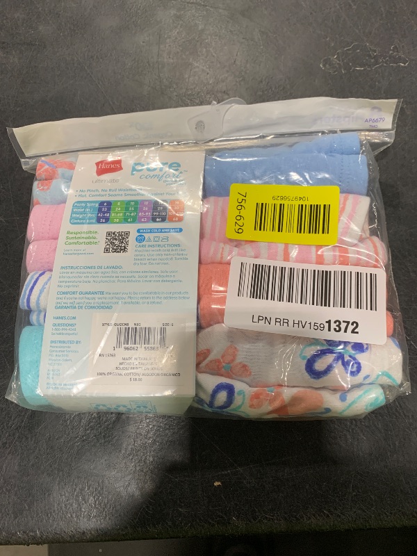Photo 1 of Hanes Girls Ultimate Underwear Pack, Organic Cotton For Kids’ (Colors May Vary) Hipster Panties, Pink Blue Solids & Patterns, 6 US