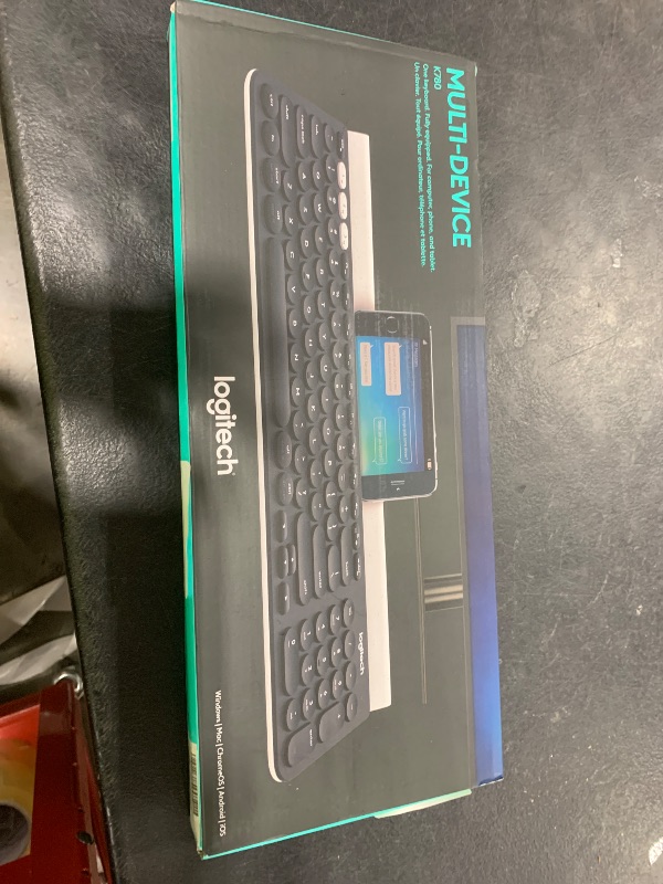 Photo 1 of Logitech K780 Multi-Device Wireless Keyboard for Computer, Phone and Tablet – FLOW Cross-Computer Control Compatible - Speckles, White
