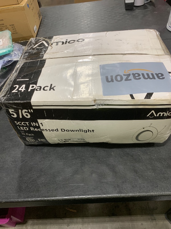 Photo 1 of Amico 24 Pack 5/6 inch 5CCT LED Recessed Lighting, Dimmable, 12.5W=100W, 950LM, 2700K/3000K/4000K/5000K/6000K Selectable, Retrofit Can Lights with Baffle Trim, IC Rated - ETL & FCC, White