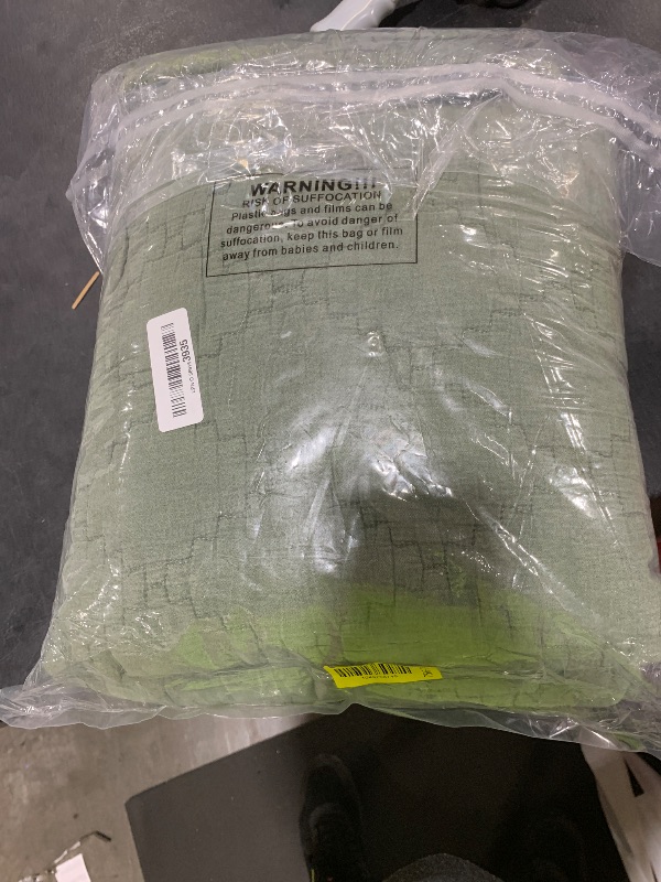 Photo 1 of palassio Olive Green Queen Size Quilt Set, Muslin Cotton Shell Down-Alt Poly Filling, Soft Shabby Chic Rustic Farmhouse Country Bedspread, Textured Gauze Coverlet, Lightweight Bedding, 2 Shams