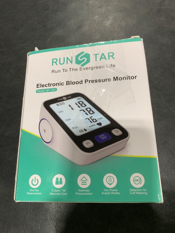 Photo 1 of RunStar Upper Arm Blood Pressure Monitor with Wide Range Cuff (8.6'' -16.5'') for Home Use FSA&HSA Eligible, Automatic Digital BP Machine with Storage Bag, 2x99 Reading Memory