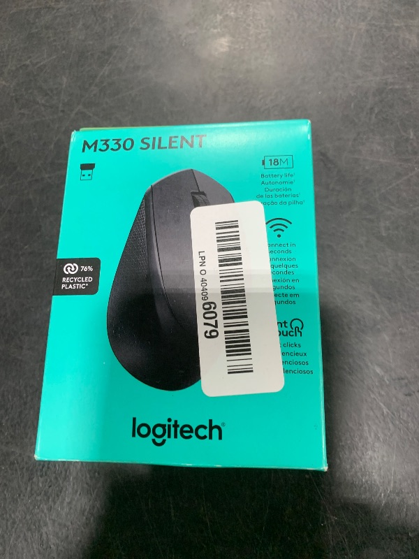 Photo 1 of Logitech M330 SILENT Wireless Mouse, 2.4GHz with USB Receiver, Optical Tracking, Quiet & Lightweight, Long Battery Life, for PC, Mac, Laptop, Chromebook - Black