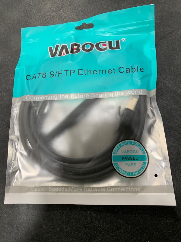 Photo 1 of Vabogu Cat 8 Ethernet Cable, 5ft Heavy Duty High Speed Internet Network Cable, 26AWG, 2000MHz 40Gbps with Gold Plated RJ45 Connectors, Shielded for Indoor & Outdoor Use