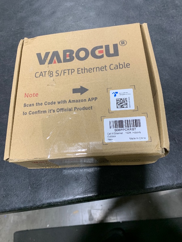 Photo 1 of Vabogu Cat 8 Ethernet Cable, 100ft Heavy Duty High Speed Internet Network Cable, 26AWG, 2000Mhz 40Gbps with Gold Plated RJ45 Connectors, Shielded for Indoor & Outdoor Use