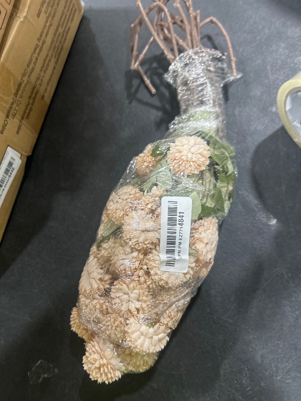 Photo 1 of 10 Pcs Fake Flowers, Artificial Mums with Long Stems, Beige Faux Pompon Mums Floral Arrangement, Champagne Plastic Flowers Silk Dried Flowers Home Decor, Fall Decorations for Home Vase(No Vase)