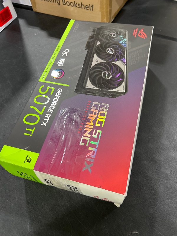 Photo 1 of ASUS ROG Strix GeForce RTX 5070 Ti OC Edition 16GB GDDR7 Graphics Card (PCIe 5.0, HDMI/DP 2.1, 3.2-slot, Axial-tech fans, MaxContact design with vapor chamber, phase-change GPU thermal pad, aura sync)