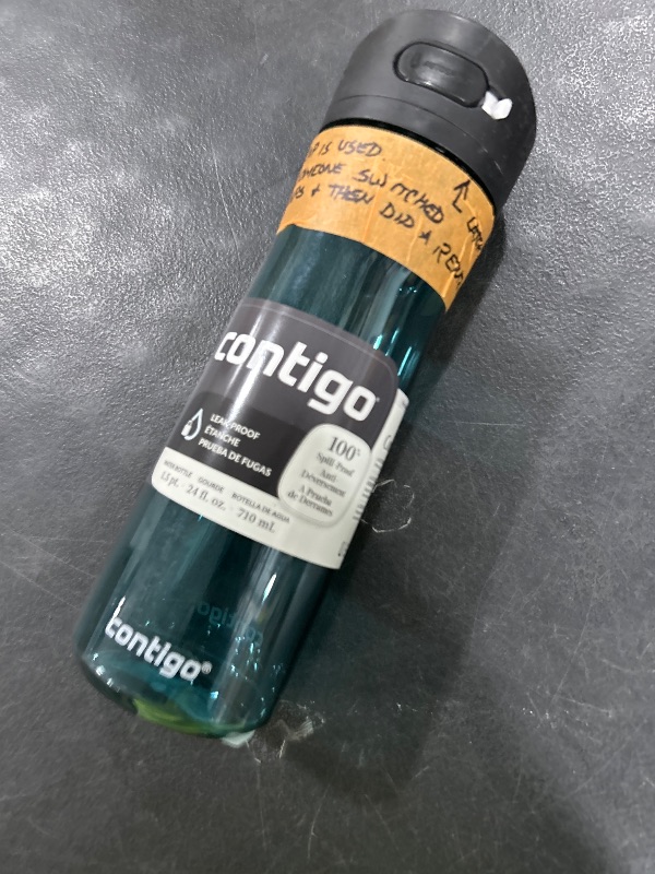 Photo 1 of Contigo AUTOSEAL Cortland 24oz Water Bottle BPA-Free Plastic Spill Leak-Proof Lid and Carry Handle Dishwasher Safe Spirulina