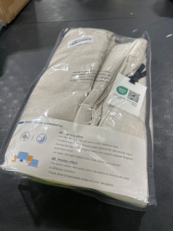 Photo 1 of 100% Blackout Shield Linen Blackout Curtains for Bedroom 108 Inches Long, Back Tab/Rod Pocket Living Room Drapes, Thermal Insulated Blackout Curtains 2 Panels Set, 50" W x 108" L,Cream