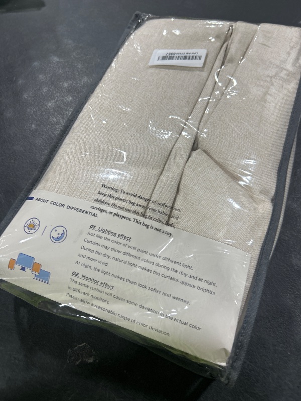 Photo 1 of 100% Blackout Shield Linen Blackout Curtains for Bedroom 108 Inches Long, Back Tab/Rod Pocket Living Room Drapes, Thermal Insulated Blackout Curtains 2 Panels Set, 50" W x 108" L,Cream
