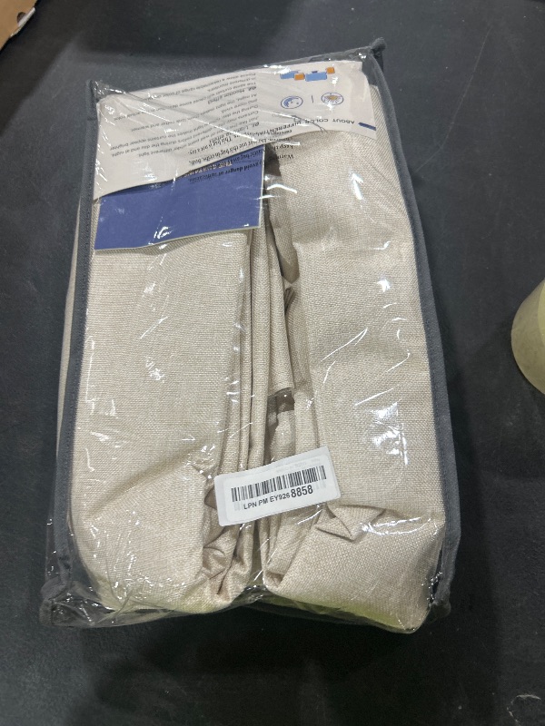 Photo 1 of 100% Blackout Shield Linen Blackout Curtains for Bedroom 108 Inches Long, Back Tab/Rod Pocket Living Room Drapes, Thermal Insulated Blackout Curtains 2 Panels Set, 50" W x 108" L,Cream