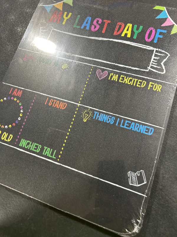 Photo 1 of SUNEE First & Last Day of School Chalkboard Sign (11x14 inches, Double-Sided), My Large Back to School Board, for Kids - Preschool, Kindergarten, 1st Grade Supplies