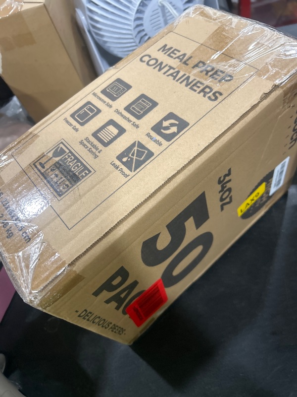 Photo 1 of 100-Piece (50-Pack) 34 OZ Meal Prep Containers Reusable with Lids, Sturdy Leakproof & Food Safe, Microwave, Freezer, Dishwasher Safe To Go Food Containers, Plastic Take Out Containers, Black