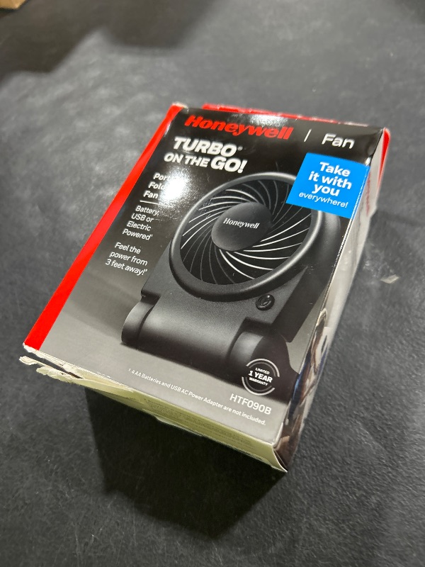 Photo 1 of Honeywell HTF090B Turbo on the Go Personal Fan, Black – Small, Portable Fan