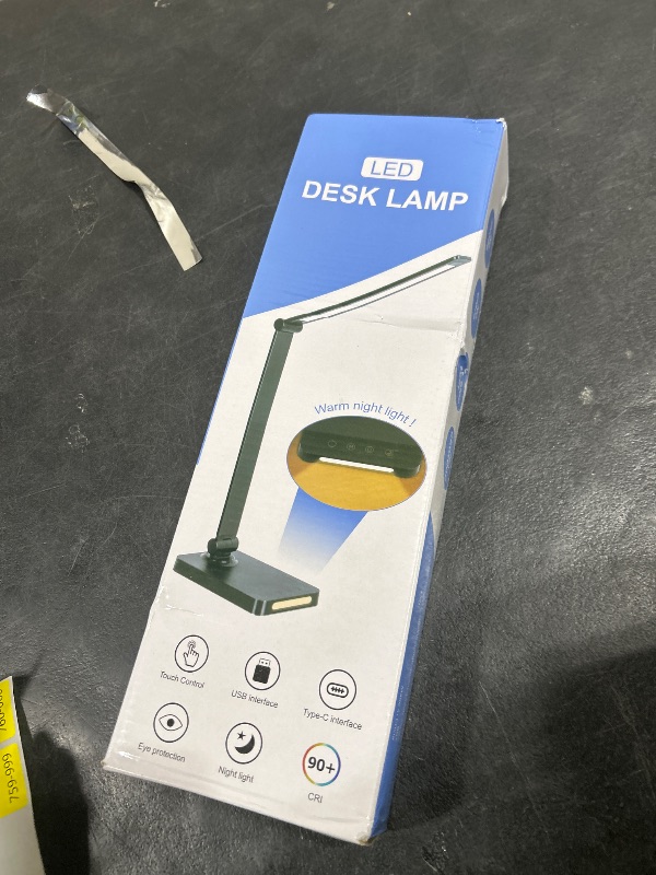 Photo 1 of LED Desk Lamp with USB Ports,Touch Desk Lamps for Home Office with 5 Color Modes,3 Brightness Desk Light with Small Night Light,Reading Lamp Table Lamp for Bedroom Bedside Study Black ?with adapter?