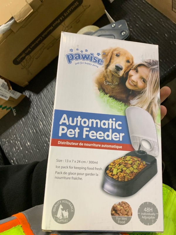 Photo 1 of PAWISE Automatic Pet Feeder, Timed Dog Feeder,Self-Feeding Cat Food Dispenser, Auto Feeder for Wet & Dry Food with Ice Pack, 1.5 Cup,Treat Dispenser (1 Meal)