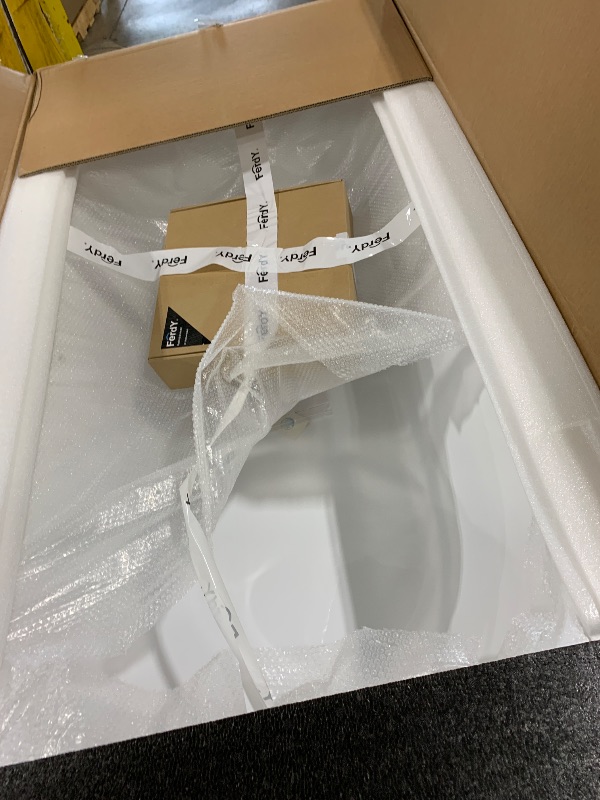 Photo 1 of FerdY Shangri-La 59" Acrylic Freestanding Bathtub, Gracefully Shaped Soaking Bathtub, Glossy White, cUPC Certified, Brushed Nickel Drain & Minimalist Linear Design Overflow Included, 02522
