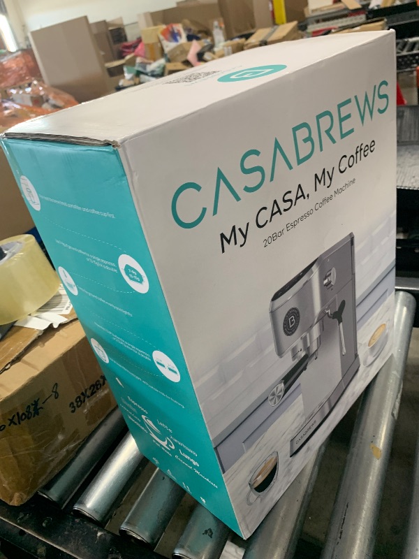 Photo 1 of CASABREWS 5418 PLUS Espresso Machine 20 Bar, Compact Espresso Maker with Steam Milk Frother, Stainless Steel Coffee Machine with 34oz Detachable Water Tank for Cold Brew, Cappuccino, Silver