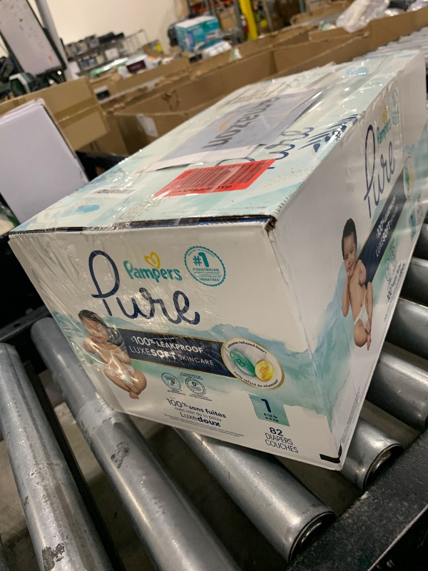 Photo 1 of Pampers Pure Protection Baby Diapers, Size 1 (8-14 lbs), 82 Count, Up to 100% Leakproof, Premium Plant-based Skin Protection, Hypoallergenic Soft Diapers