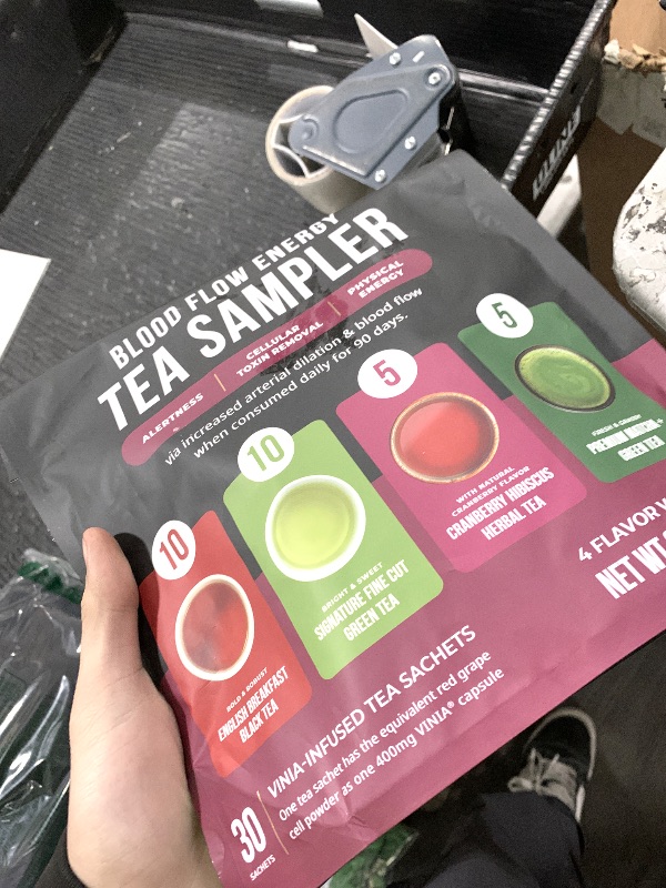 Photo 1 of VINIA Tea Sampler, 4 Flavor Variety Pack. Made with Organic Teas, Infused with Piceid Resveratrol for Heart Health, Nitric Oxide, Physical Energy, Alertness, Blood Flow, Keto, Kosher, NON-GMO. 30 Ct
