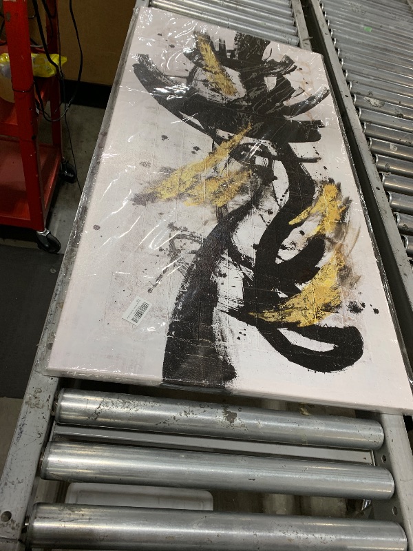 Photo 1 of Abstract Wall Art Black Gold Splash-ink painting Abstract Canvas Wall Decor Framed Artwork Modern Home Wall Decor for Living Room Bedroom Office 24"x48"