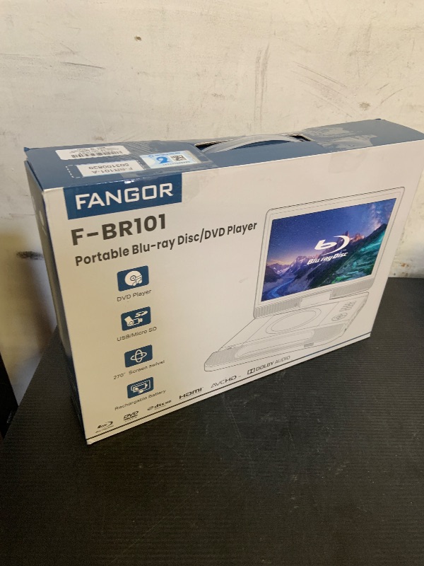Photo 1 of FANGOR 12.5" 1080P Portable Blu-Ray Player with 10.5" HD Swivel Screen, HDMI Out & AV in, Multi Media Player, 5 Hours Rechargeable Battery, Supports USB/SD Card, Last Memory