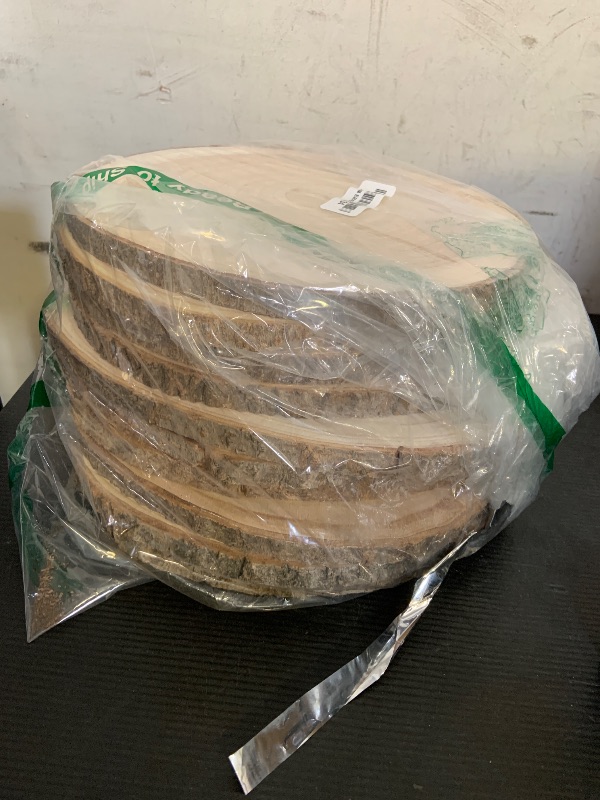 Photo 1 of KARAVELLA (10) Pack 11-13 inches X Large Wood Slices for Centerpieces - Wood Centerpieces for Tables, Rustic Wedding Centerpiece, Natural Wood Slabs, Thin Slices