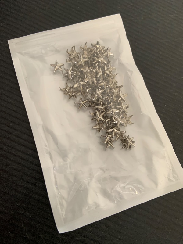 Photo 1 of 150Pack 10mm Star Studs for Clothing, Small Star Nailheads Rivets Metal Spike Stud Leather Claw Rivets for Punk Rock Clothing Belt Bag Shoes Cap Bracelet Pet Collars DIY Leathercraft (Silver)