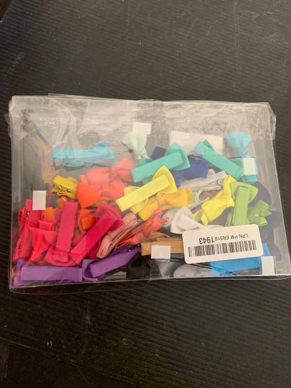 Photo 1 of CÉLLOT Baby Hair Clips 50 Pieces 25 Colors in Pairs Baby Girls Fully Lined Bows Hair Pins Tiny 2" Hair Bows Alligator Clips for Girls Infants Toddlers
