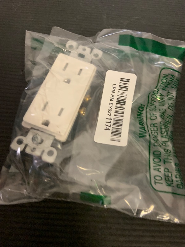 Photo 1 of Leviton 15 Amp Decora Tamper-Resistant Duplex Electrical Wall Outlet, T5325-W, White